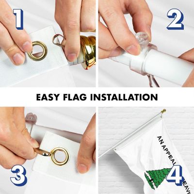 G128 Combo 6ft White Flagpole & 3x5ft An Appeal to Heaven Embroidered 300D Polyester Flag Image 3