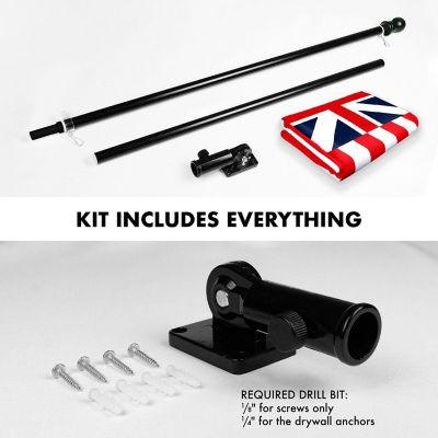G128 - Combo Pack: 6 Feet Tangle Free Spinning Flagpole (Black) Grand Union Flag 3x5 ft Printed 150D Brass Grommets (Flag Included) Aluminum Flag Pole Image 1