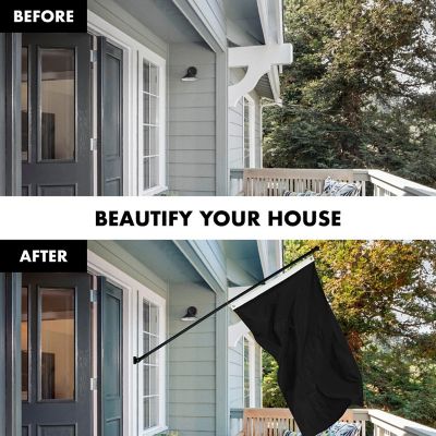 G128 - Combo Pack: 6 Feet Tangle Free Spinning Flagpole (Black) Solid Black Flag 3x5 ft Printed 150D Brass Grommets (Flag Included) Aluminum Flag Pole Image 2