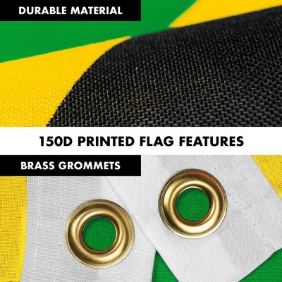 G128 - Combo Pack: 6 Feet Tangle Free Spinning Flagpole (Silver) Jamaica Jamaican Flag 3x5 ft Printed 150D Brass Grommets (Flag Included) Aluminum Flag Pole Image 3