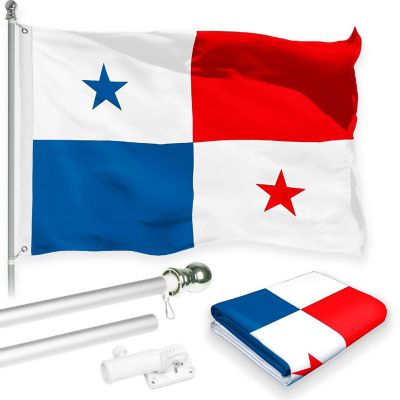 G128 - Combo Pack: 6 Feet Tangle Free Spinning Flagpole (Silver) Panama Panamanian Flag 3x5 ft Printed 150D Brass Grommets (Flag Included) Aluminum Flag Pole Image 1