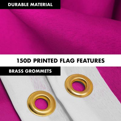 G128 - Combo Pack: 6 Feet Tangle Free Spinning Flagpole (Silver) Solid Pink Flag 3x5 ft Printed 150D Brass Grommets (Flag Included) Aluminum Flag Pole Image 3