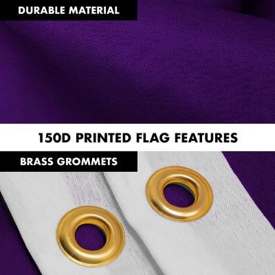 G128 - Combo Pack: 6 Feet Tangle Free Spinning Flagpole (Silver) Solid Purple Flag 3x5 ft Printed 150D Brass Grommets (Flag Included) Aluminum Flag Pole Image 3