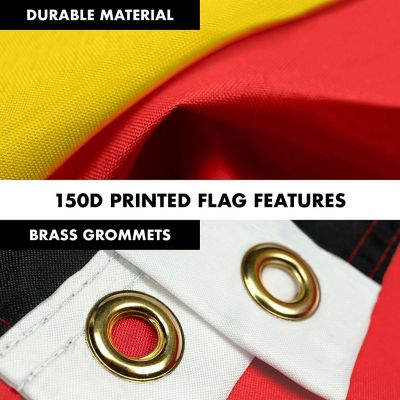 G128 - Combo Pack: 6 Feet Tangle Free Spinning Flagpole (White) Belgium Belgian Flag 3x5 ft Printed 150D Brass Grommets (Flag Included) Aluminum Flag Pole Image 3
