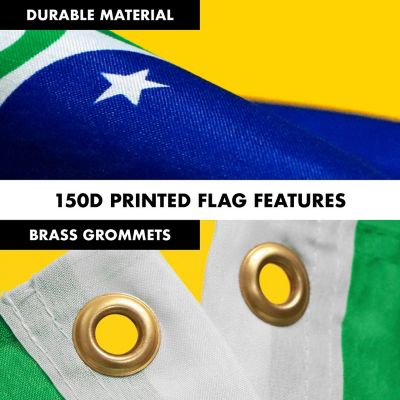 G128 - Combo Pack: 6 Feet Tangle Free Spinning Flagpole (White) Brazil Brazilian Flag 3x5 ft Printed 150D Brass Grommets (Flag Included) Aluminum Flag Pole Image 3