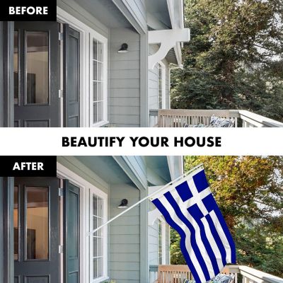 G128 - Combo Pack: 6 Feet Tangle Free Spinning Flagpole (White) Greece Greek Flag 3x5 ft Printed 150D Brass Grommets (Flag Included) Aluminum Flag Pole Image 2