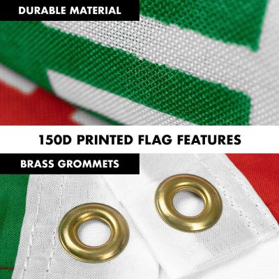 G128 - Combo Pack: 6 Feet Tangle Free Spinning Flagpole (White) Iran Iranian Flag 3x5 ft Printed 150D Brass Grommets (Flag Included) Aluminum Flag Pole Image 3
