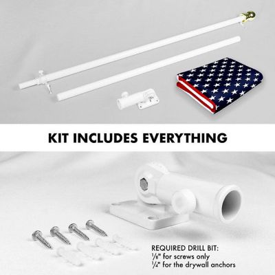 G128 - Combo Pack: 6 Feet Tangle Free Spinning Flagpole (White) USA American Flag 3x5 ft Printed 150D Brass Grommets (Flag Included) Aluminum Flag Pole Image 1