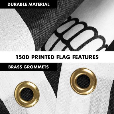 G128 - Combo Pack: Flag Pole 6 FT Silver Tangle Free and Pirate Jolly Roger Bones Flag 3x5ft 150D Printed Polyester Image 2