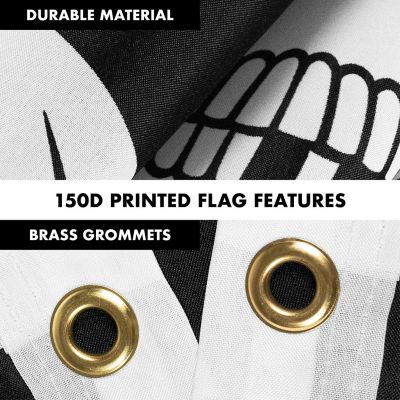 G128 - Combo Pack: Flag Pole 6 FT Silver Tangle Free and Pirate Jolly Roger Swords Flag 3x5ft 150D Printed Polyester Image 3
