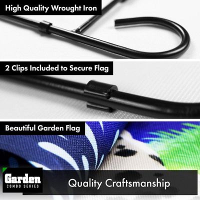G128 - Combo Pack: Garden Flag Stand Black 36x16IN and Garden Flag Happy New Year Dog and Cat 12x18IN Image 2