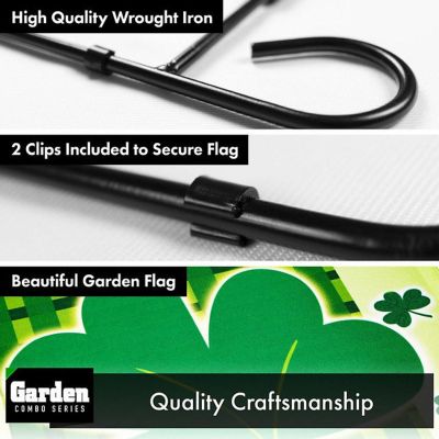 G128 - Combo Pack: Garden Flag Stand Black 36x16IN and Garden Flag Large Clover 12x18IN Image 2
