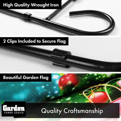 G128 - Combo Pack: Garden Flag Stand Black 36x16IN and Garden Flag Merry Christmas Tree with Gifts 12x18IN Image 2