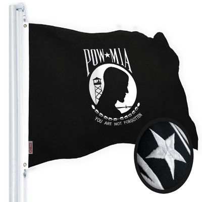 G128 - Combo Pack: USA American Flag and POW MIA 2x3 Ft Embroidered Spun Polyester, Indoor/Outdoor, Brass Grommets Image 1