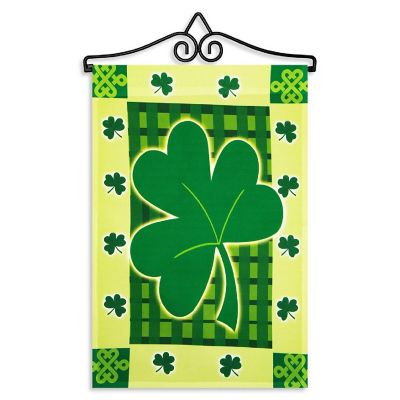 G128 Combo Set: Garden Flag Hanger AND Garden Flag Large Clover 12&quot;x18&quot; Image 1