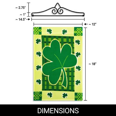 G128 Combo Set: Garden Flag Hanger AND Garden Flag Large Clover 12&quot;x18&quot; Image 1