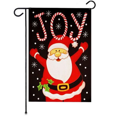 G128 - Garden Flag Christmas Decoration Joyful Santa 12"x18" Image 1