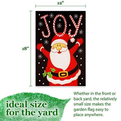 G128 - Garden Flag Christmas Decoration Joyful Santa 12"x18" Image 3