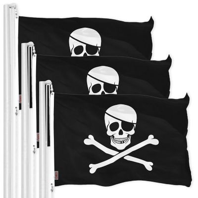 G128 - Jolly Roger Pirate Bones Flag 3x5FT 3 Pack Printed 150D Polyester Image 1