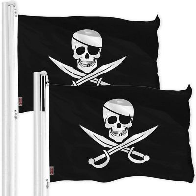 G128 - Jolly Roger Pirate Swords Flag 3x5FT 2 Pack Printed 150D Polyester Image 1