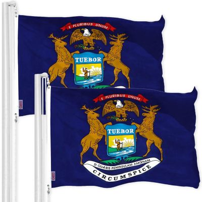 G128 - Michigan MI State Flag 3x5FT 2 Pack 150D Printed Polyester Image 1