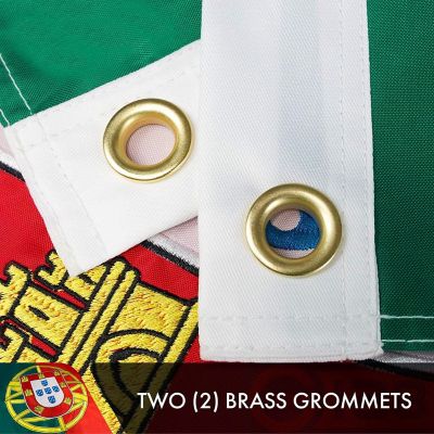 G128 - Portugal Portuguese Flag 3x5FT 2 Pack Double-sided Embroidered Polyester Image 2