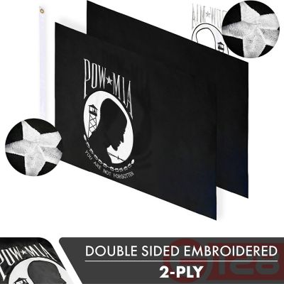 G128 - POW MIA Flag 2x3FT 3 Pack Double-sided Embroidered Polyester Image 1