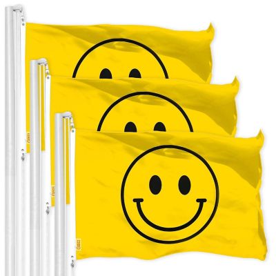 G128 - Smiley Face Flag 3x5FT 3 Pack Printed 150D Polyester Image 1