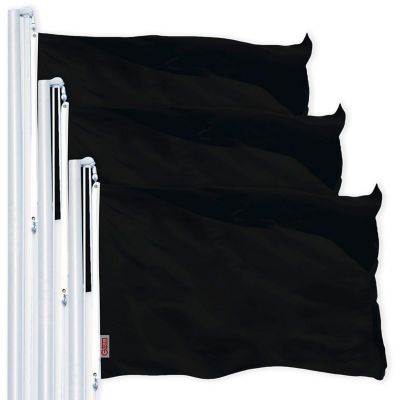 G128 - Solid Black Color Flag 3x5FT 3 Pack Printed 150D Polyester Image 1