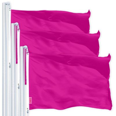 G128 - Solid Pink Color Flag 3x5FT 3 Pack Printed 150D Polyester Image 1