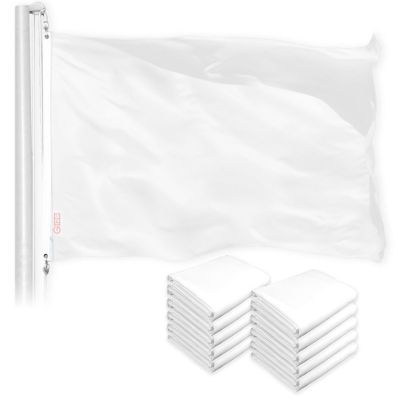 G128 - Solid White Color Flag 3x5FT 10 Pack Printed 150D Polyester Image 1