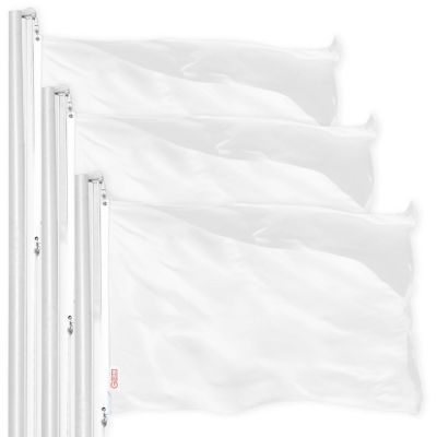 G128 - Solid White Color Flag 3x5FT 3 Pack Printed 150D Polyester Image 1