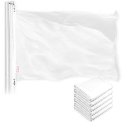 G128 - Solid White Color Flag 3x5FT 5 Pack Printed 150D Polyester Image 1