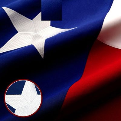 G128 - Texas State Flag 2.5x4ft Embroidered Stars Sewn Stripes Heavy Duty 220GSM Tough Spun Polyester Quality with Brass Grommets Image 1