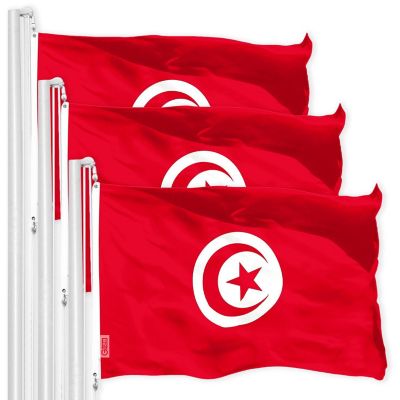 G128 - Tunisia Tunisian Flag 3x5FT 3 Pack 150D Printed Polyester Image 1