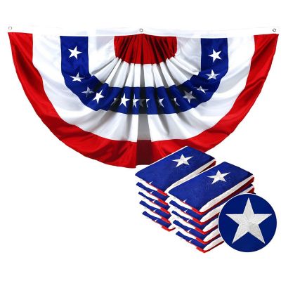 G128 - USA Pleated Fan Flag Bunting 2x4FT 10 Pack Embroidered Polyester Image 1