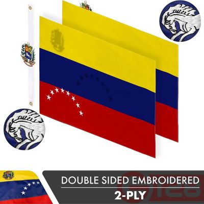 G128 - Venezuela Venezuelan Flag 3x5FT 5 Pack Double-sided Embroidered Polyester Image 1