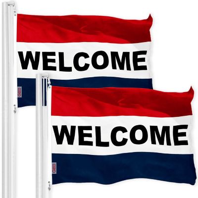 G128 - Welcome Sign Business Flag 3x5FT 2 Pack Printed 150D Polyester Image 1