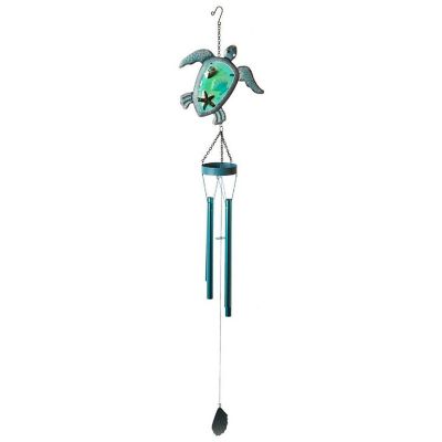 G128 Wind Chime Sea Turtle for Outside, Coastal Ocean Theme Windchimes Image 1