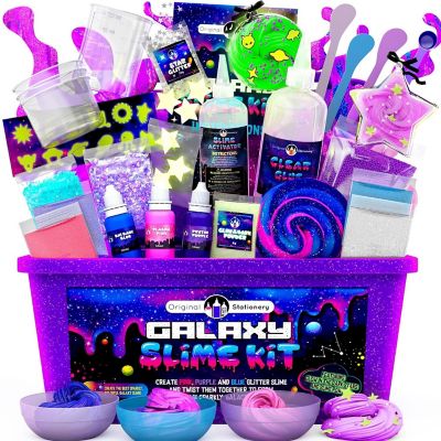 Galaxy Slime Kit, Fun Slime Set with Glow in The Dark Stickers and Glow in the Dark Powder to Make Glitter Slime Image 1