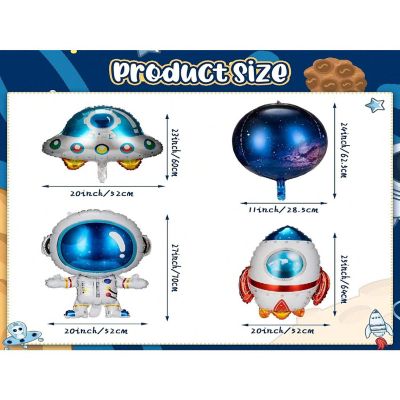 Galaxy Space Balloons 8 pcs for Outer Space Party with Rocket, Planet &amp; Astronaut Designs Image 1
