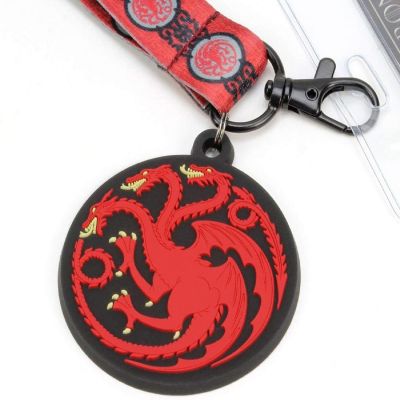 Game of Thrones House Targaryen Lanyard w/ PVC Charm Image 1
