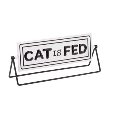 Ganz Embossed White Spinning Sign Cat is Fed Feed Cat 12 Inch Image 1