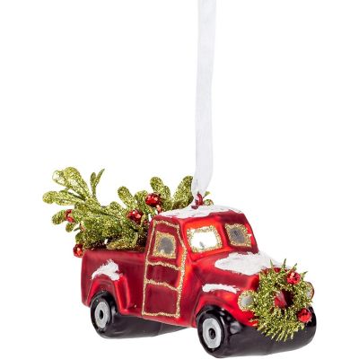 Ganz Vintage Glass Truck Plastic Holiday Christmas Ornament Image 2