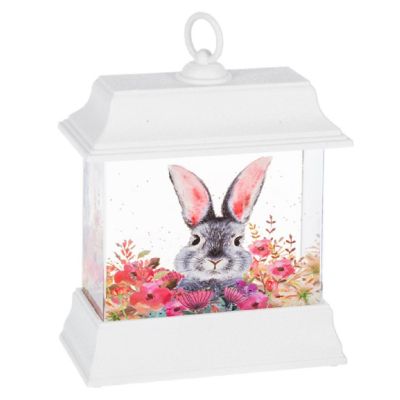 Ganz White LED Light Up Shimmer Bunny Rabbit Easter Lantern 9 Inch Image 1