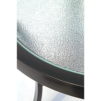 Garden Elements Bellevue Aluminum Rim 40" Round Glass Top Dining Table, Dark Taupe Image 1
