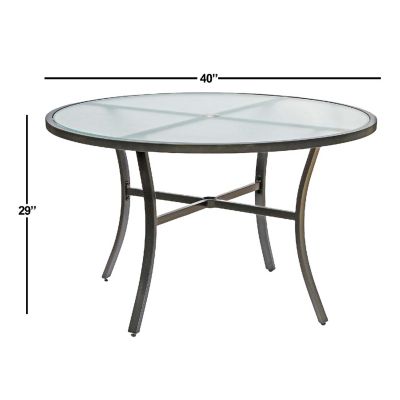 Garden Elements Bellevue Aluminum Rim 40" Round Glass Top Dining Table, Dark Taupe Image 3
