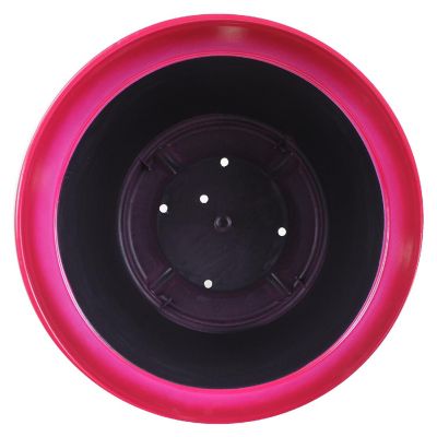 Garden Elements Glazed Brushed Happy Large Plastic Planter, Bright Pink, 15 Inch Image 2