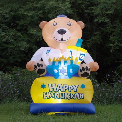 Gardenised Giant Hanukkah Inflatable Bear - Yard Decor with Built-in Bulbs, Tie-Down Points, and Powerful Built in Fan Image 1
