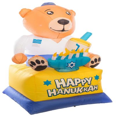 Gardenised Giant Hanukkah Inflatable Bear - Yard Decor with Built-in Bulbs, Tie-Down Points, and Powerful Built in Fan Image 2